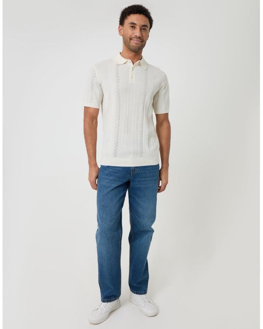 Threadbare Gray Textured Stripe Knitted Polo for men
