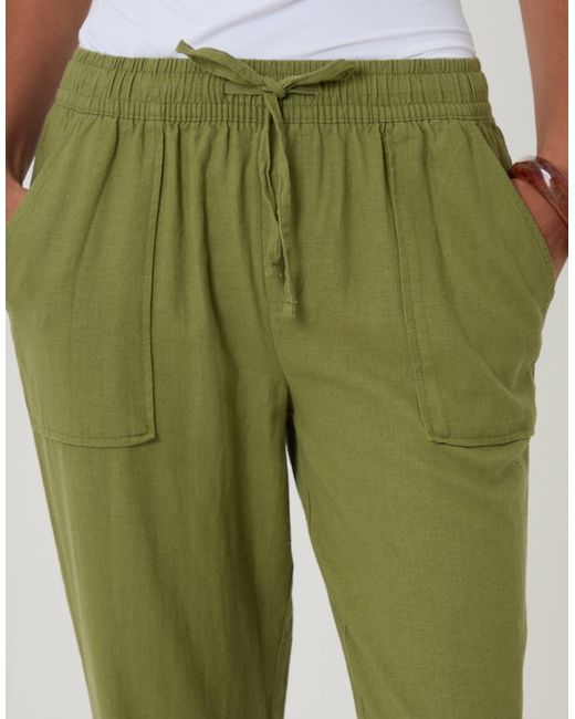 Threadbare Green Linen Blend Drawstring Trousers