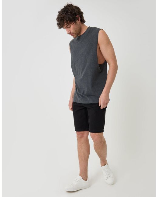 Threadbare Blue Relaxed Fit Cotton Crew Neck Vest for men