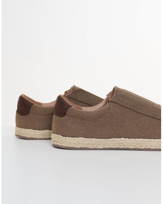 Threadbare Brown Cotton Canvas Slip On Espadrilles for men