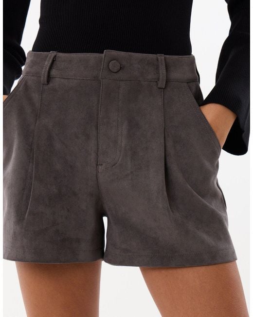Threadbare Black Faux Suede Tailored Shorts