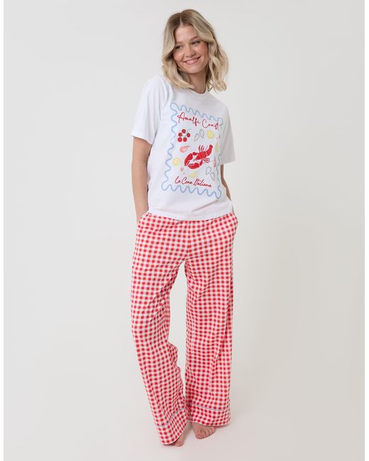 Threadbare White Petite Amalfi Coast Print Pure Cotton Pyjama Set