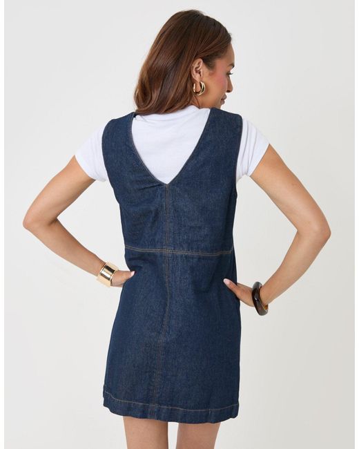 Threadbare Blue Denim V-Neck Mini Dress
