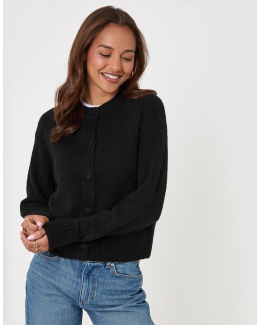 Threadbare Black The Relaxed Knitted Cardigan