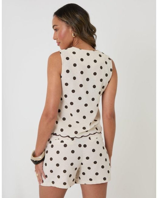 Threadbare White Polka Dot Tailored Top