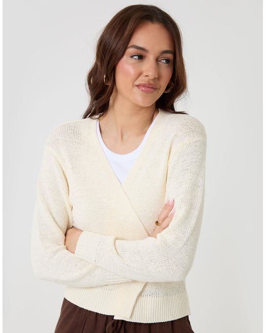 Threadbare Natural Dropped Shoulder Open Cardigan