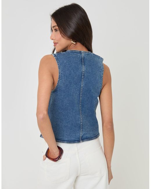Threadbare Blue Fitted Denim Waistcoat