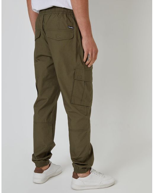 Threadbare Green Elasticated Waist Cargo Trousers for men