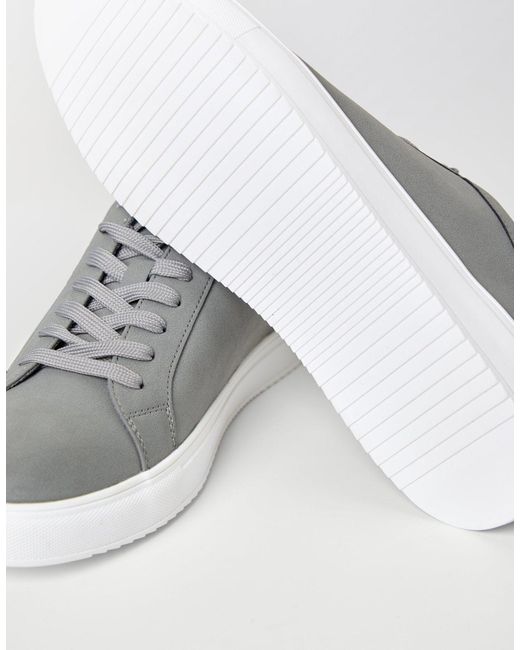 Threadbare Gray Faux Suede Court Trainers for men