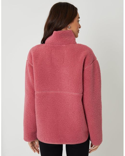 Threadbare Red Half Zip Borg Fleece
