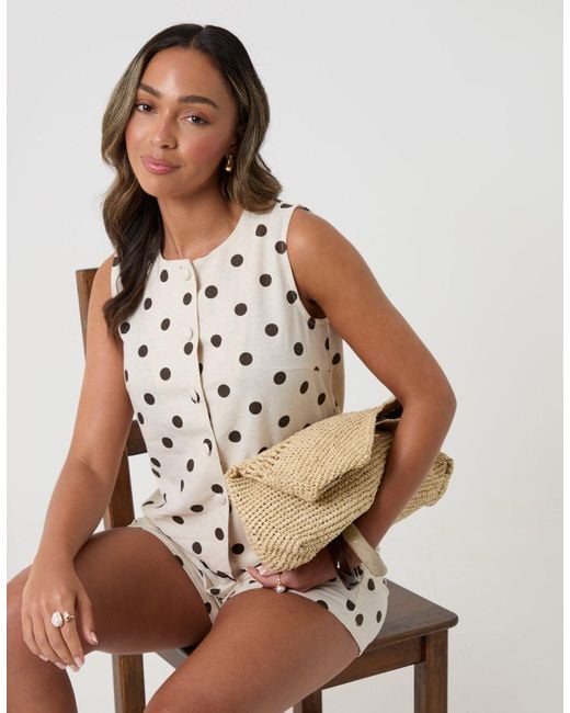Threadbare White Polka Dot Tailored Top