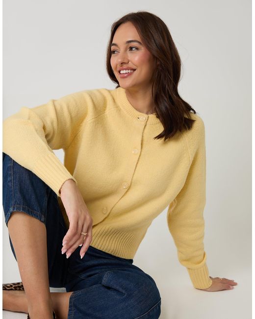 Threadbare Yellow Button Up Knitted Cardigan