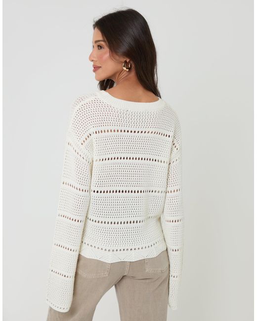 Threadbare Gray Pointelle Knit Crew Neck Jumper