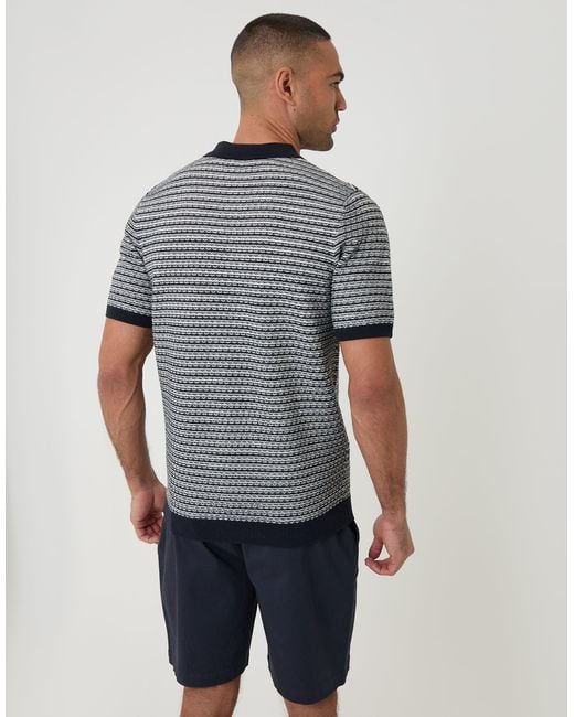 Threadbare Gray Textured Knitted Polo for men