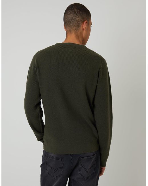 Threadbare Gray Rib Knit Crew Neck Jumper for men