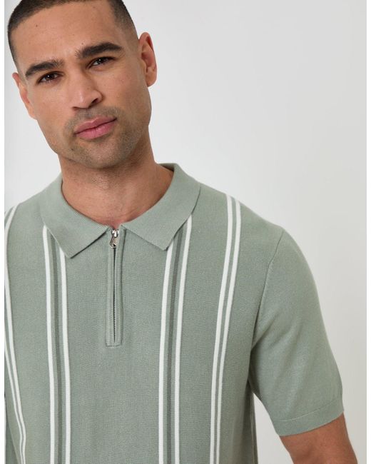 Threadbare Multicolor Quarter Zip Knitted Polo for men