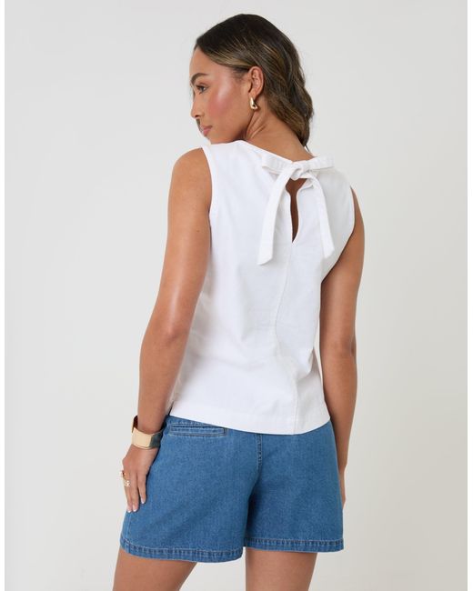 Threadbare White Denim Tie-Back Shell Top