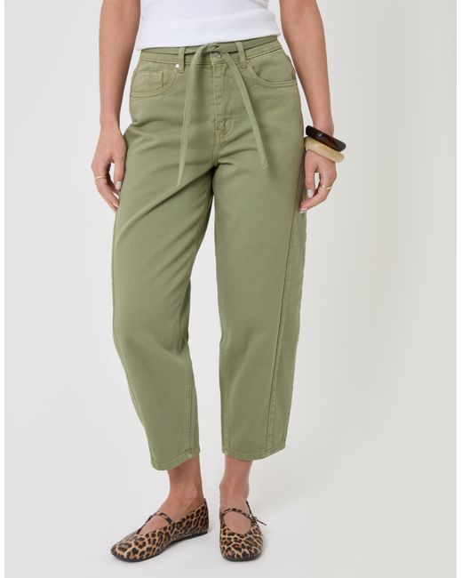 Threadbare Green Belted Barrel Leg Jeans