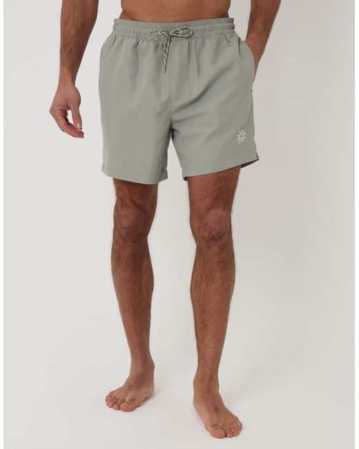 Threadbare Natural Sun Embroidered Quick Dry Swim Shorts for men