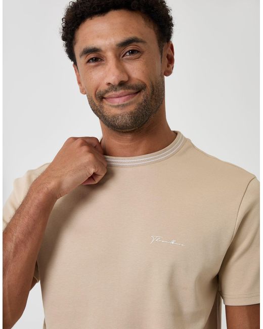 Threadbare Natural Cotton Crew Neck Script T-Shirt for men