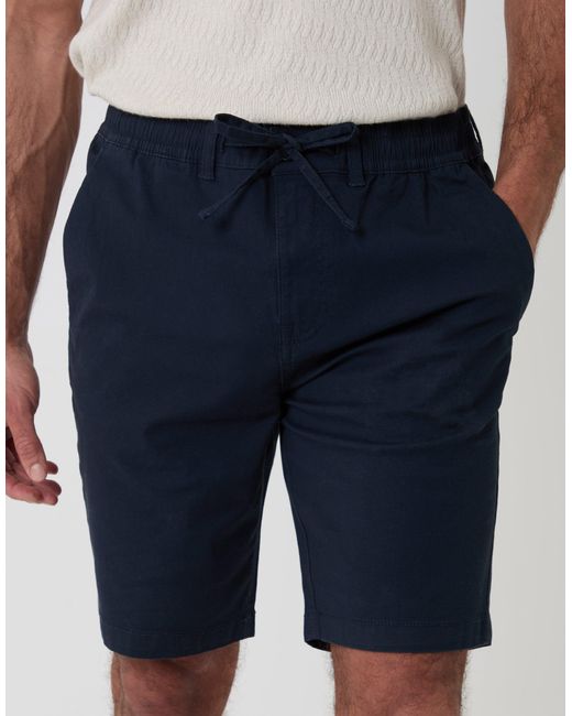 Threadbare Blue Regular Fit Elasticated Waist Stretch Chino Shorts for men