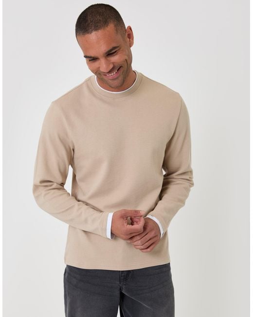 Threadbare Brown Cotton Mock Layer Long Sleeve T-Shirt for men