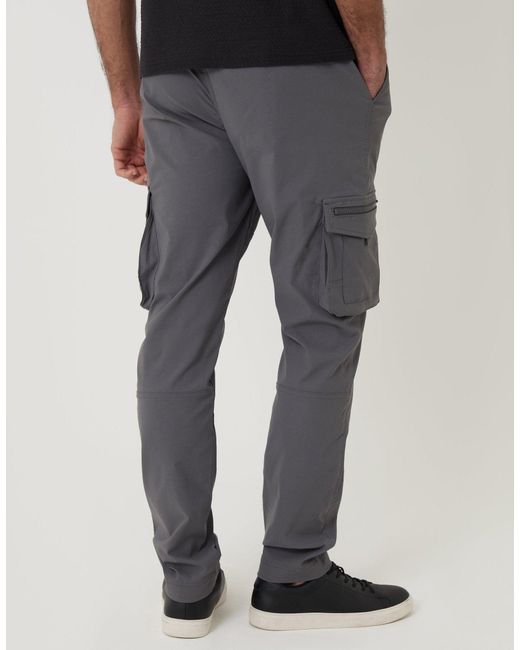 Threadbare Gray Slim Fit Stretch Cargo Trousers for men