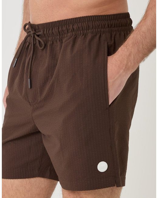 Threadbare Green Seersucker Swim Shorts for men