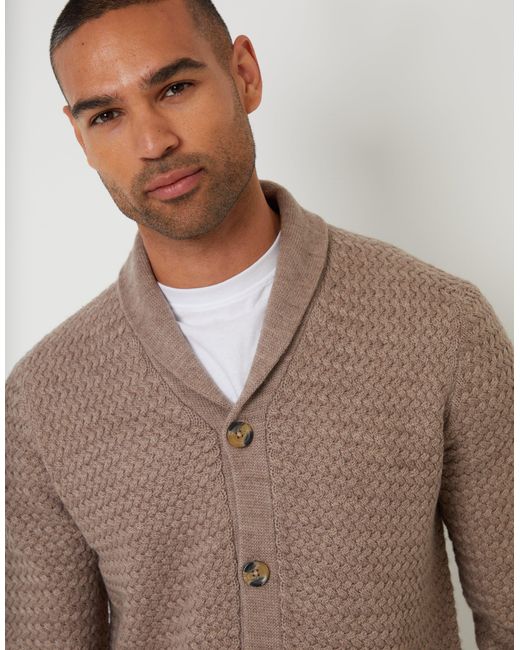 Threadbare Brown Knitted Shawl Cardigan for men