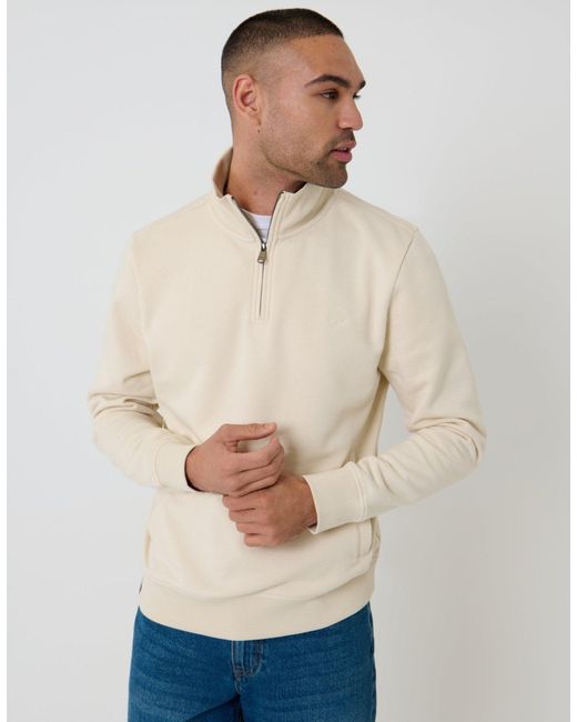 Threadbare Natural Quarter Zip Sweatshirt for men