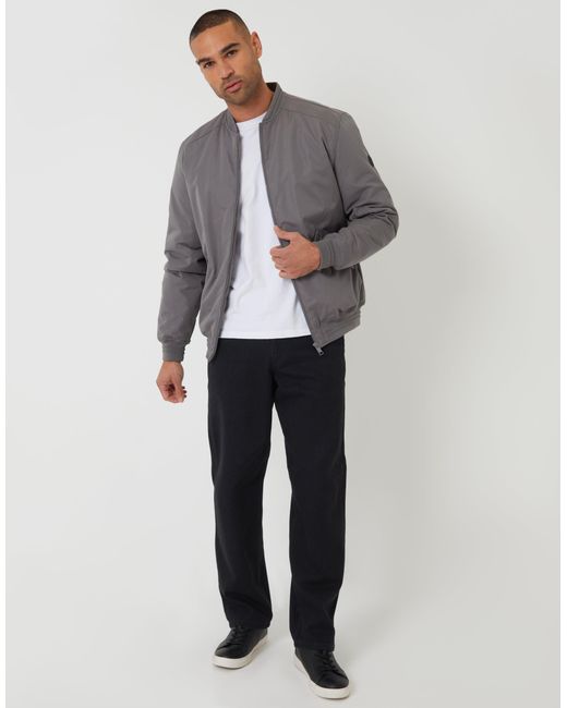 Threadbare Gray Padded Bomber Jacket for men