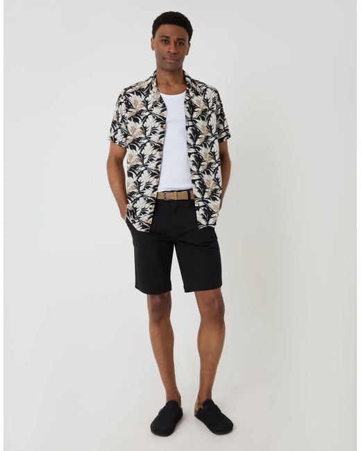 Threadbare White Relaxed Fit Abstract Print Short Sleeve Shirt for men