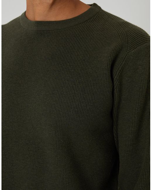 Threadbare Gray Rib Knit Crew Neck Jumper for men