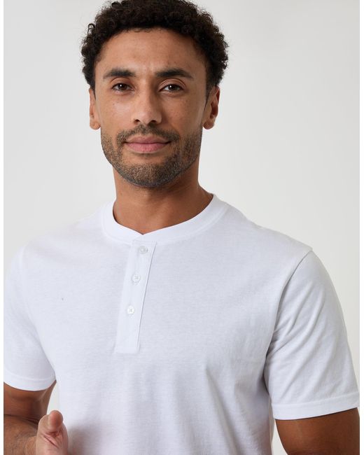 Threadbare Black 2 Pack Cotton Grandad Collar T-Shirts for men