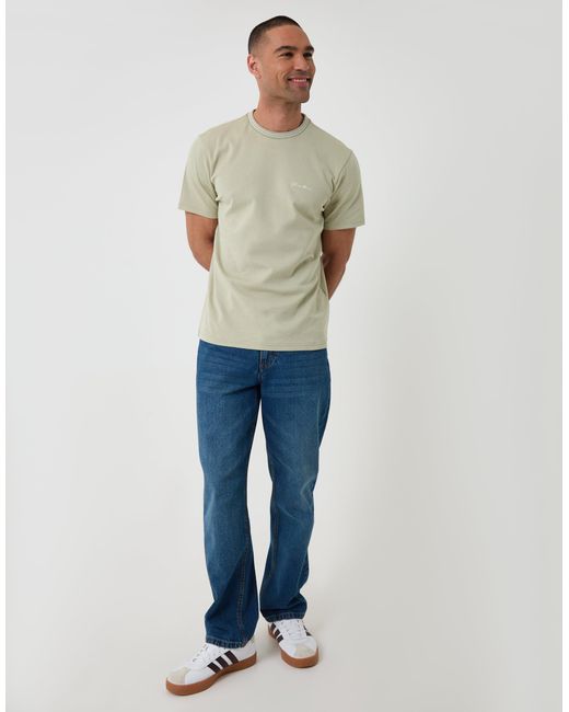 Threadbare Natural Cotton Crew Neck Script T-Shirt for men