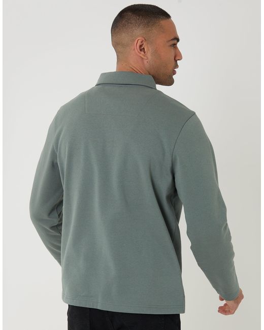 Threadbare Gray Quarter Zip Long Sleeve Polo Sweatshirt for men