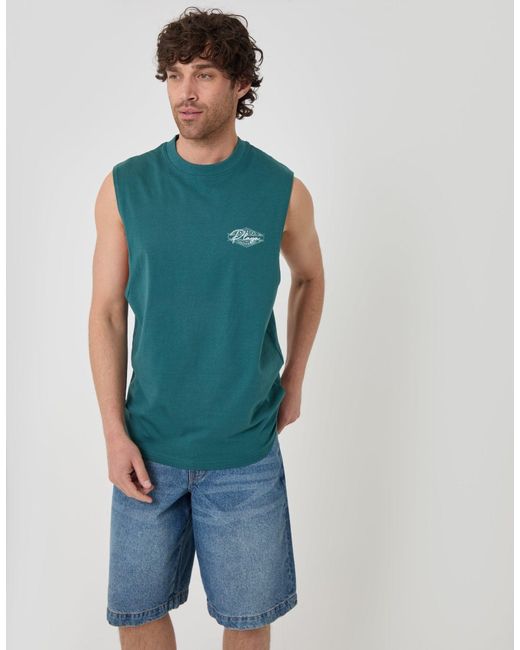Threadbare Blue Relaxed Fit Playa Cotton Vest for men