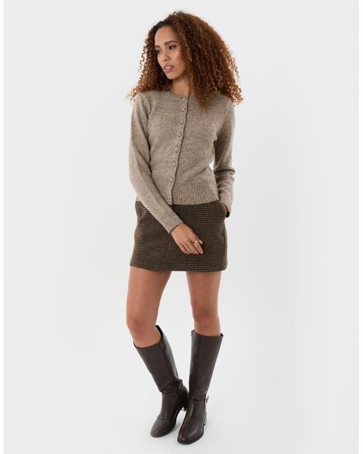 Threadbare Brown Knitted Cardigan With Shoulder Pads