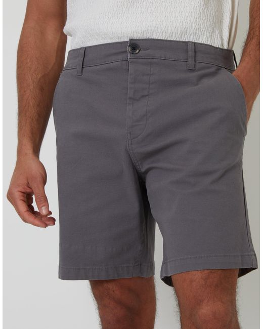 Threadbare Gray Regular Fit Stretch Chino Shorts for men