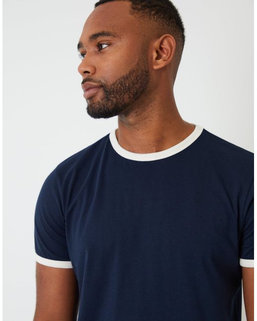 Threadbare Blue Contrast Binding Short Lounge Set for men