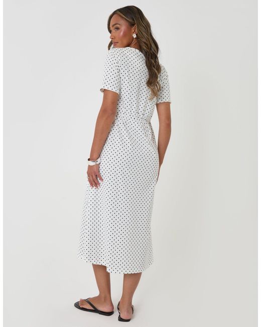 Threadbare White Pure Cotton Midi Smock Dress With Pockets