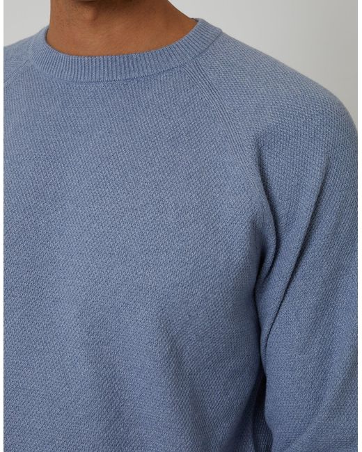 Threadbare Blue Raglan Knitted Crew Neck Jumper for men