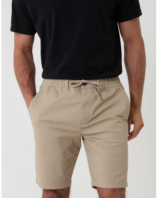 Threadbare Blue Regular Fit Elasticated Waist Stretch Chino Shorts for men