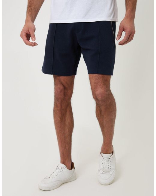 Threadbare White Pique Pleated Sweat Shorts for men