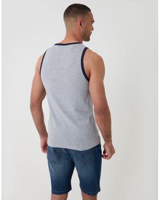 Threadbare Blue Cotton Ringer Vest for men