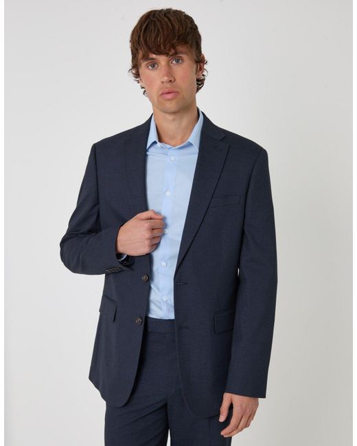 Threadbare Blue Tailored Fit Single Breasted Blazer for men