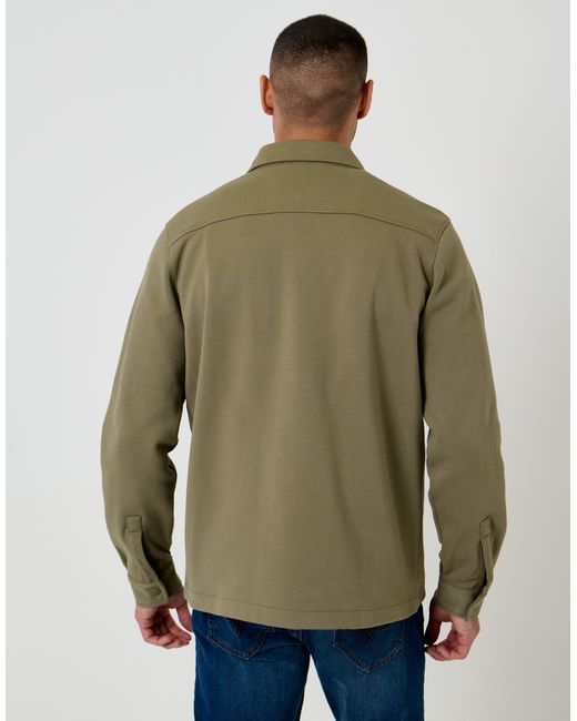 Threadbare Green Pique Popper Fastening Shacket for men