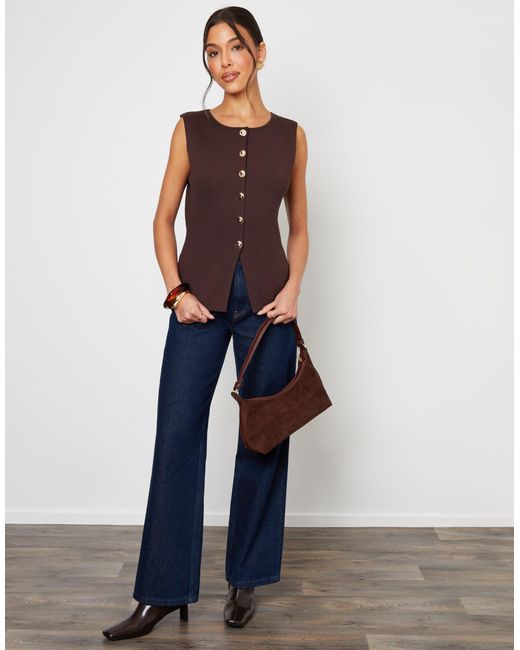 Threadbare Blue Ribbed Knitted Waistcoat