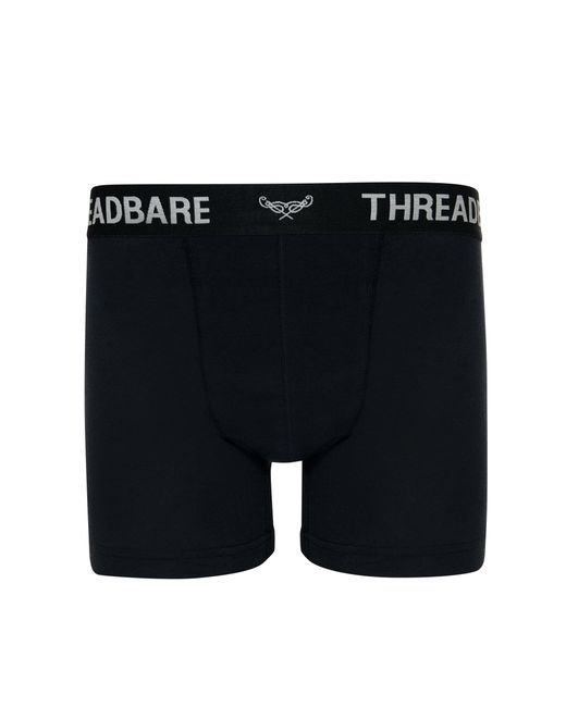 Threadbare Black 3 Pack Hipster Fit Boxer Shorts for men