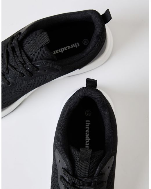 Threadbare Black Textured Slip On Trainers for men